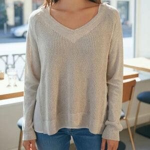 Lucky Brand Womens‎ Medium Linen Blend Metallic Sweater Layered Knit Top